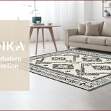 Ultra Soft Area Rug, Non Slip, Stain Resistant, Washable Area Rugs for Living Room, Bedroom, Chic Abstract Tiled Pattern(Black)