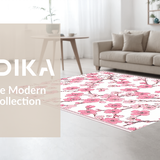 Ultra Soft Area Rug, Non Slip, Stain Resistant, Washable Area Rugs for Living Room, Bedroom, Rustic Nature-Inspired Floral Theme(Pink)