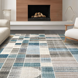 Ultra Soft Area Rug, Non Slip, Stain Resistant, Washable Area Rugs for Living Room, Bedroom, Abstract Blue-Grey Rug(Blue)