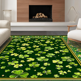 Ultra Soft Area Rug, Non Slip, Stain Resistant, Washable Area Rugs for Living Room, Bedroom, Rustic Springtime Clover Motif(Green)