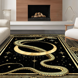 Ultra Soft Area Rug, Non Slip, Stain Resistant, Washable Area Rugs for Living Room, Bedroom, Unique Ethereal Serpent Sculpture(Gold)