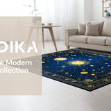 Ultra Soft Area Rug, Non Slip, Stain Resistant, Washable Area Rugs for Living Room, Bedroom, Enchanting Stellar Radiance Style(Blue)