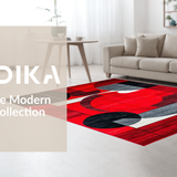 Ultra Soft Area Rug, Non Slip, Stain Resistant, Washable Area Rugs for Living Room, Bedroom, Energetic Red and Gray Patterns(Red)