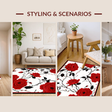 Ultra Soft Area Rug, Non Slip, Stain Resistant, Washable Area Rugs for Living Room, Bedroom, Elegant Abstract Floral Arrangement(Red)