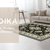 Ultra Soft Area Rug, Non Slip, Stain Resistant, Washable Area Rugs for Living Room, Bedroom, Artistic Black and Cream Fusion(Black)