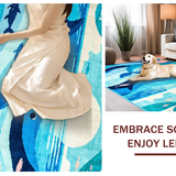Ultra Soft Area Rug, Non Slip, Stain Resistant, Washable Area Rugs for Living Room, Bedroom, Playful Nautical Illustration Style(Blue)