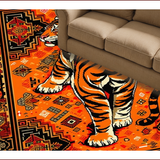 Ultra Soft Area Rug, Non Slip, Stain Resistant, Washable Area Rugs for Living Room, Bedroom, Bold Tiger Stripes Visual Delight(Orange)