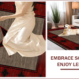 Ultra Soft Area Rug, Non Slip, Stain Resistant, Washable Area Rugs for Living Room, Bedroom, Rustic Earthy Star Pattern(Red)