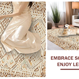 Ultra Soft Area Rug, Non Slip, Stain Resistant, Washable Area Rugs for Living Room, Bedroom, Elegant Textured Tribal Arrangement(Beige)