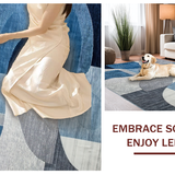 Ultra Soft Area Rug, Non Slip, Stain Resistant, Washable Area Rugs for Living Room, Bedroom, Serene Modernist Fluid Form Layout(Blue)