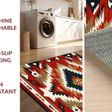 Ultra Soft Area Rug, Non Slip, Stain Resistant, Washable Area Rugs for Living Room, Bedroom, Vibrant Navajo Inspired Graphic Style(Red)