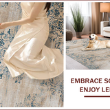 Ultra Soft Area Rug, Non Slip, Stain Resistant, Washable Area Rugs for Living Room, Bedroom, Chic Soft Neutral Medallion Design(Beige)