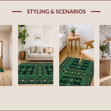 Ultra Soft Area Rug, Non Slip, Stain Resistant, Washable Area Rugs for Living Room, Bedroom, Retro Zodiac Entryway Carpet with Thin Washable Design(Green)