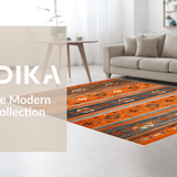 Ultra Soft Area Rug, Non Slip, Stain Resistant, Washable Area Rugs for Living Room, Bedroom, Elegant Oval Shape with Depth(Orange)