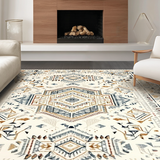 Ultra Soft Area Rug, Non Slip, Stain Resistant, Washable Area Rugs for Living Room, Bedroom, Chic Neutral Ethnic Patterned Mat(White)
