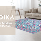 Ultra Soft Area Rug, Non Slip, Stain Resistant, Washable Area Rugs for Living Room, Bedroom, Vibrant Pastel Floral Motif(Blue)