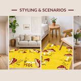 Ultra Soft Area Rug, Non Slip, Stain Resistant, Washable Area Rugs for Living Room, Bedroom, Vibrant Quirky Nature Motif(Yellow)