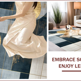 Ultra Soft Area Rug, Non Slip, Stain Resistant, Washable Area Rugs for Living Room, Bedroom, Striking Grey Gold Ogee Fusion(Blue)