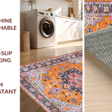 Ultra Soft Area Rug, Non Slip, Stain Resistant, Washable Area Rugs for Living Room, Bedroom, Cozy Warm Orange Tiled Motif(Orange)