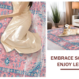 Ultra Soft Area Rug, Non Slip, Stain Resistant, Washable Area Rugs for Living Room, Bedroom, Vintage Antique Floral Aesthetic(Pink)
