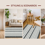 Ultra Soft Area Rug, Non Slip, Stain Resistant, Washable Area Rugs for Living Room, Bedroom, Indoor Outdoor Rug Braided Area Rug Black White Striped Farmhouse Style(Black)