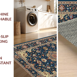 Rustic Blue Brown Geometric Motif(Blue)