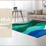 Ultra Soft Area Rug, Non Slip, Stain Resistant, Washable Area Rugs for Living Room, Bedroom, Elegant Turquoise and Green Fusion(Blue)