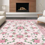 Ultra Soft Area Rug, Non Slip, Stain Resistant, Washable Area Rugs for Living Room, Bedroom, Lively Colorful Garden Aesthetic(Pink)