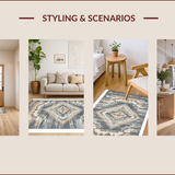Ultra Soft Area Rug, Non Slip, Stain Resistant, Washable Area Rugs for Living Room, Bedroom, Contemporary Ethnic Geometric Fusion(Gray)