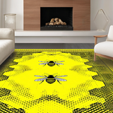 Ultra Soft Area Rug, Non Slip, Stain Resistant, Washable Area Rugs for Living Room, Bedroom, Youthful Bee-Themed Geometric Style(Yellow)