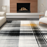 Ultra Soft Area Rug, Non Slip, Stain Resistant, Washable Area Rugs for Living Room, Bedroom, Noir Et Blanc: Striped Woven Rug, Classic Look(Gray)