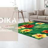 Ultra Soft Area Rug, Non Slip, Stain Resistant, Washable Area Rugs for Living Room, Bedroom, Sophisticated Vintage Leaf Arrangement(Green)