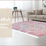 Ultra Soft Area Rug, Non Slip, Stain Resistant, Washable Area Rugs for Living Room, Bedroom, Vibrant Boho Starburst Design(Gray)
