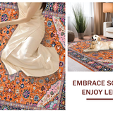 Ultra Soft Area Rug, Non Slip, Stain Resistant, Washable Area Rugs for Living Room, Bedroom, Unique Contemporary Linear Arrangement(Orange)