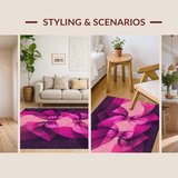 Ultra Soft Area Rug, Non Slip, Stain Resistant, Washable Area Rugs for Living Room, Bedroom, Coquette Bow Motif Rug with Curved Ribbon Edges and Sculpted Silhouette Design(Pink)