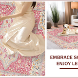 Ultra Soft Area Rug, Non Slip, Stain Resistant, Washable Area Rugs for Living Room, Bedroom, Chic Minimalist Floral Fusion(Pink)