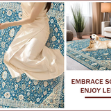 Ultra Soft Area Rug, Non Slip, Stain Resistant, Washable Area Rugs for Living Room, Bedroom, Elegant Intricate Floral Composition(Blue)