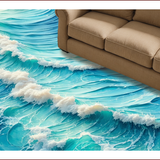 Ultra Soft Area Rug, Non Slip, Stain Resistant, Washable Area Rugs for Living Room, Bedroom, Sea Wave Pastel Area Rug for Relaxation Spaces(Blue)