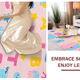 Ultra Soft Area Rug, Non Slip, Stain Resistant, Washable Area Rugs for Living Room, Bedroom, Colorful Alphabetic Animal Illustration(Pink)