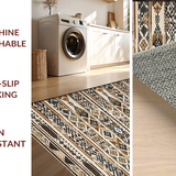 Ultra Soft Area Rug, Non Slip, Stain Resistant, Washable Area Rugs for Living Room, Bedroom, Rustic Ogee Patterned Elegance(Brown)