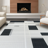 Ultra Soft Area Rug, Non Slip, Stain Resistant, Washable Area Rugs for Living Room, Bedroom, Sophisticated Silver Trellis Aesthetic(Black)