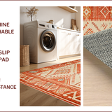 Ultra Soft Area Rug, Non Slip, Stain Resistant, Washable Area Rugs for Living Room, Bedroom, Elegant Vintage Patterned Accent(Red)