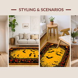 Ultra Soft Area Rug, Non Slip, Stain Resistant, Washable Area Rugs for Living Room, Bedroom, Contemporary Monochrome Bat Pattern(Orange)
