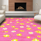 Ultra Soft Area Rug, Non Slip, Stain Resistant, Washable Area Rugs for Living Room, Bedroom, Trendy Colorful Nature-Inspired Print(Pink)