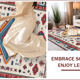 Ultra Soft Area Rug, Non Slip, Stain Resistant, Washable Area Rugs for Living Room, Bedroom, Vibrant Tribal Geometric Motif(White)