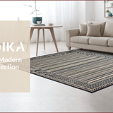 Ultra Soft Area Rug, Non Slip, Stain Resistant, Washable Area Rugs for Living Room, Bedroom, Sophisticated Charcoal Geometric Motif(Beige)