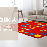Ultra Soft Area Rug, Non Slip, Stain Resistant, Washable Area Rugs for Living Room, Bedroom, Lively Shape Exploration Canvas(Red)