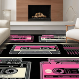 Ultra Soft Area Rug, Non Slip, Stain Resistant, Washable Area Rugs for Living Room, Bedroom, Charming Retro Rhythmic Design(Pink)