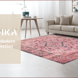 Ultra Soft Area Rug, Non Slip, Stain Resistant, Washable Area Rugs for Living Room, Bedroom, Artistic Earthy Toned Floral Design(Pink)