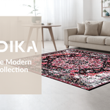 Ultra Soft Area Rug, Non Slip, Stain Resistant, Washable Area Rugs for Living Room, Bedroom, Rustic Low Pile Geometric Aesthetic(Black)
